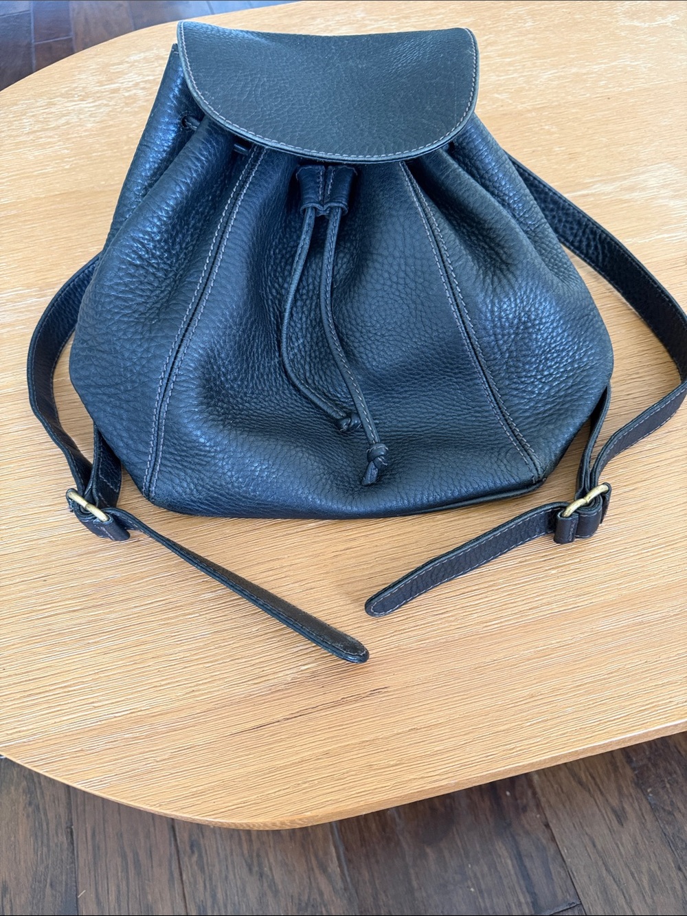 Coach vintage Black Leather Drawstring  backpack